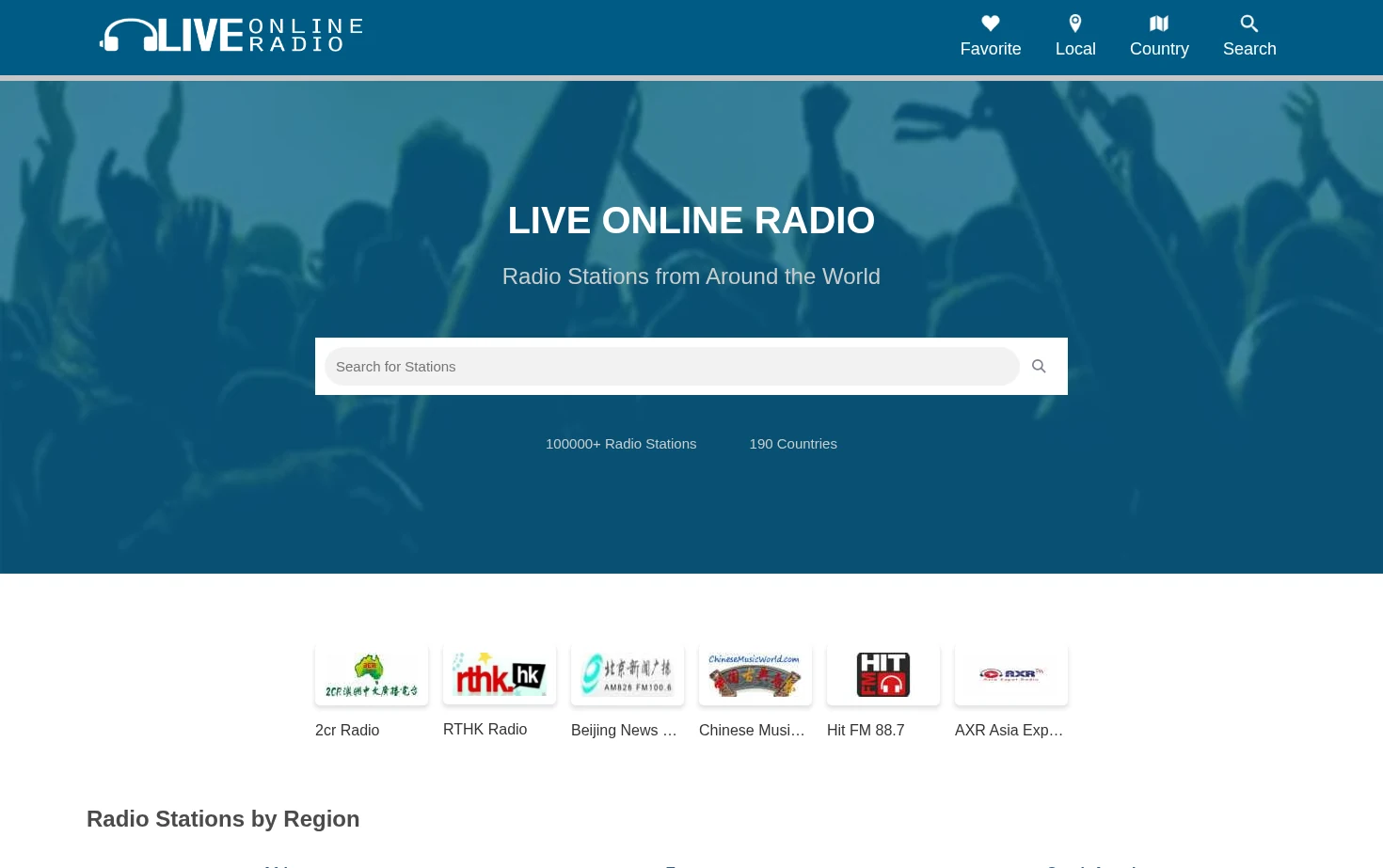 Live Online Radio 页面快照